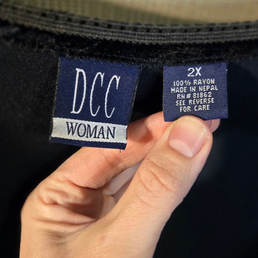 DCC Woman 2X Black Velvet Blouse/Top [180] - Picture 7 of 9